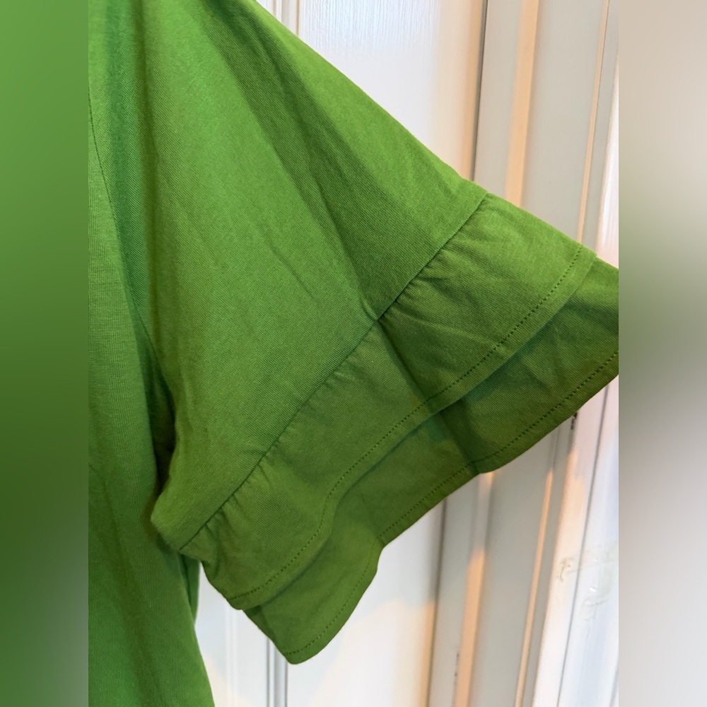 Like New Michael Kors Green Ruffle Sleeve Shirt Size L - Picture 5 of 5